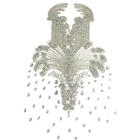 w005 fancy bridal crystal sequins heavy beaded fabric embroidery patches for wedding gowns