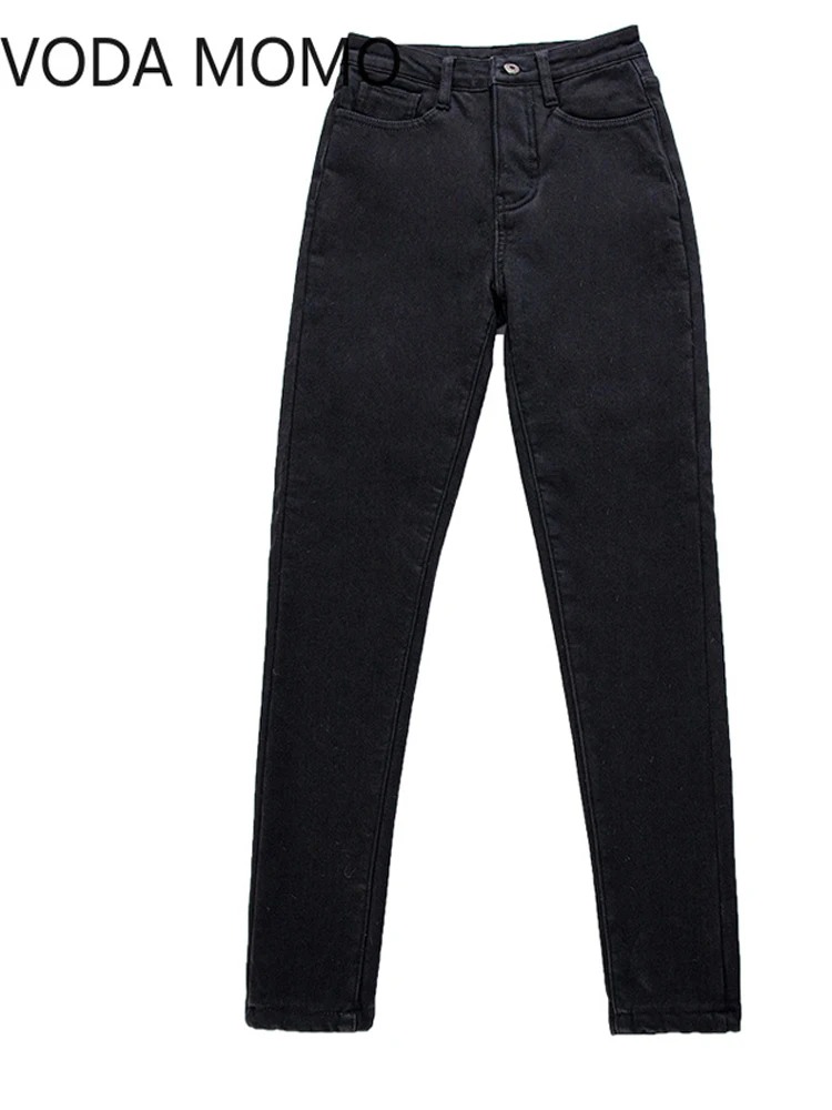 Зимние плотные теплые джинсы для женщин мам синие серые черные женские