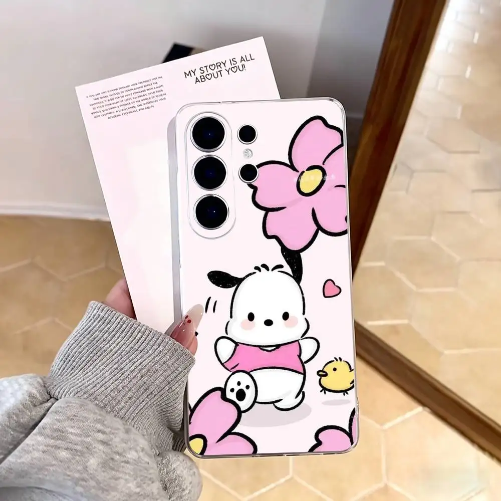Фото Милый мультяшный чехол T-Pochacco-o для телефонов Samsung S25, S24, S21, S22, S23, S30, Ultra, S20, Plus, FE, Note, 10, 9, 5G, прозрачный №4