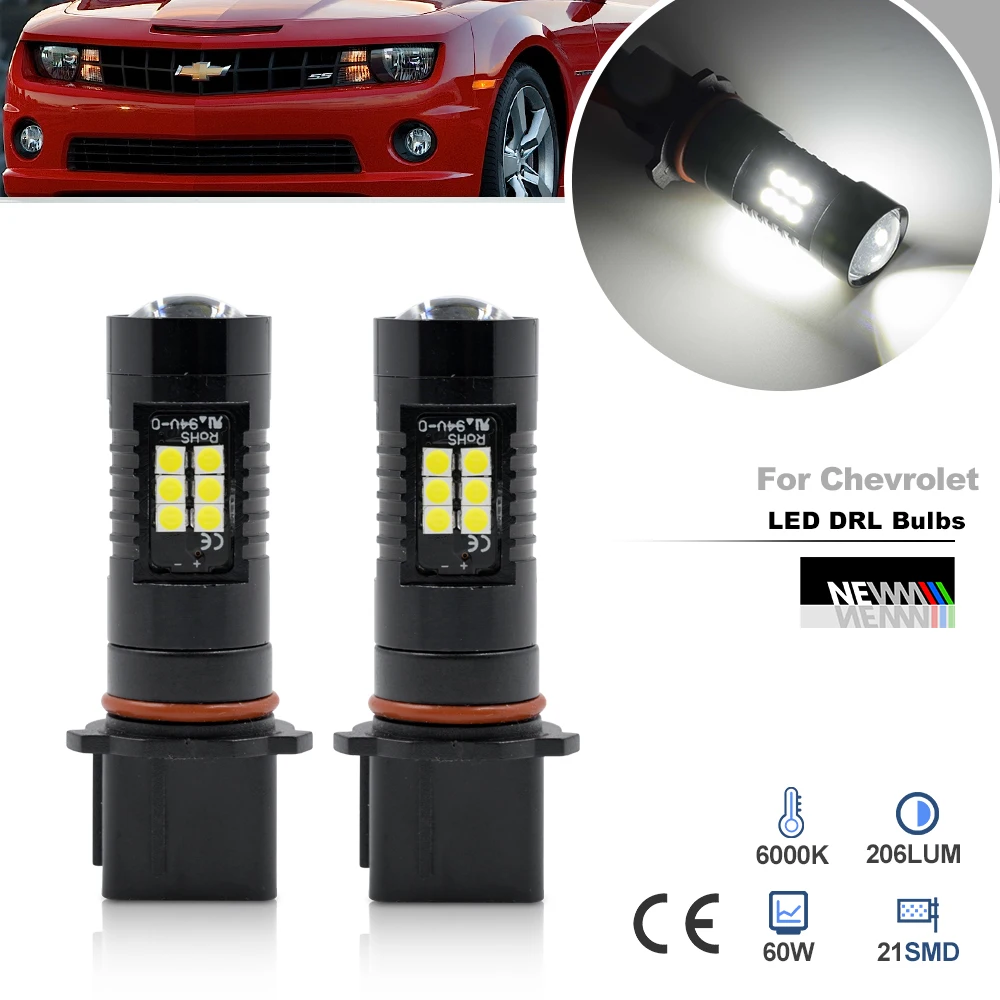 LED Daytime Running Lights for Chevrolet Camaro RS 2010 2011 Canbus P13W 12277 PSH23W DLRs Bulb Parking Lamps Headlamp Daylights