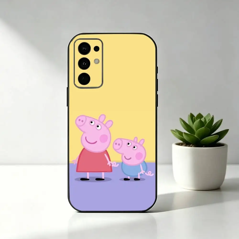 Фото Чехол для телефона с рисунком P-Pink Peppa Pig, черный, силиконовый, мягкий, для Samsung S25, S24, S21, S22, S23, S30, Ultra, S20, Plus, Fe, Lite №5