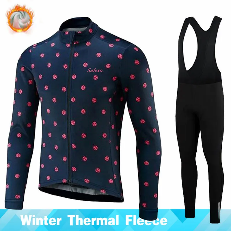 

2023 Salexo Winter Cycling Jersey Set Men Thermal Fleece Bib Pants Outdoor Riding MTB Ropa Ciclismo Warm Cycling Clothing Suits