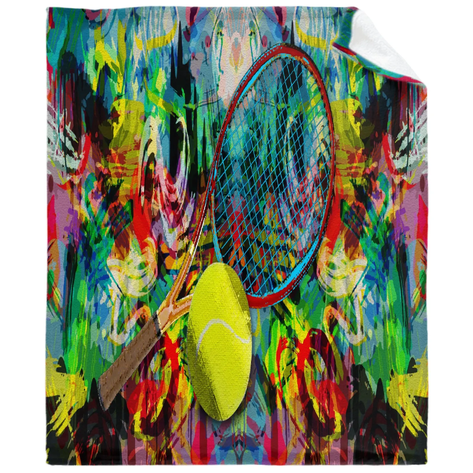 

Soft Warm Flannel Blanket Retro Tennis Balls Camping Travel Bed Sofa Blankets for Outdoor Rest 3D Cartoon Printed 50x60Inch