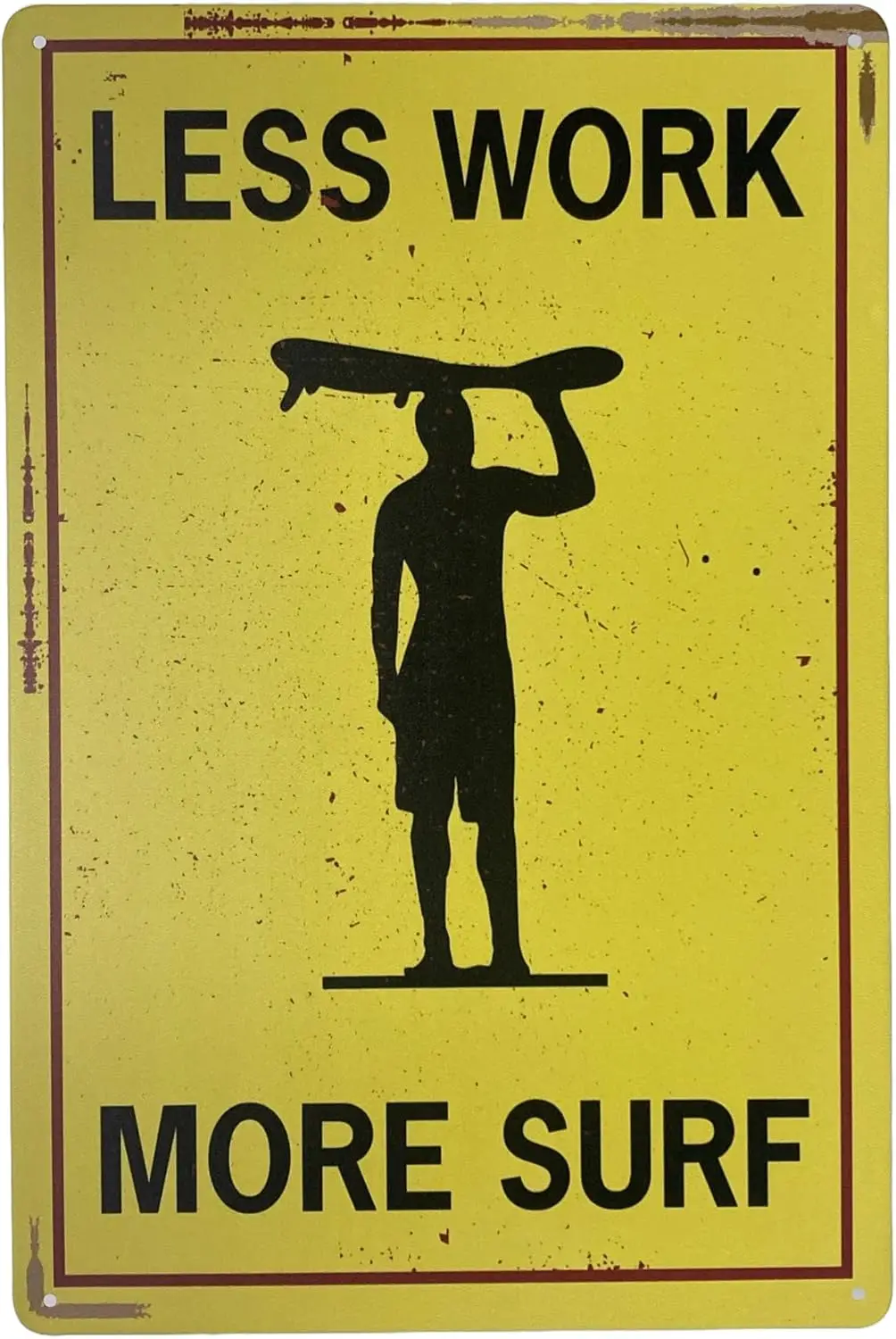Сгн | Плакат Metl Wll Меньше работать Больше серфинга 8 х 12 н. Decorton rt Plque для Bness Home Br Room