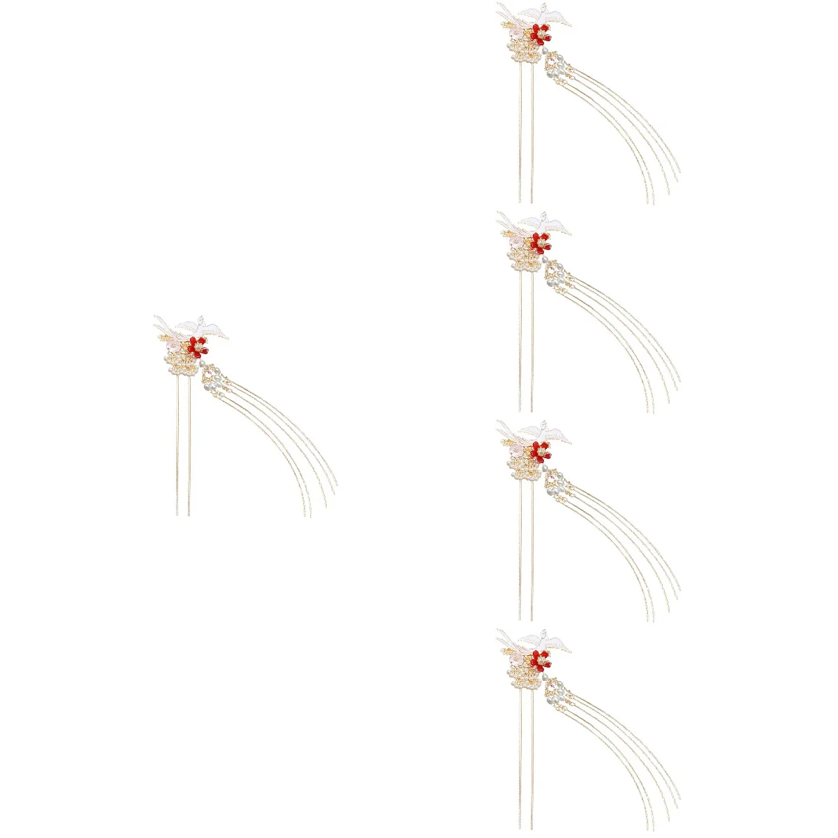 

5pcs Tassel Hairpin Pearl Hair Fork Wedding Bride Flower Hairpin Hair Styling Tool