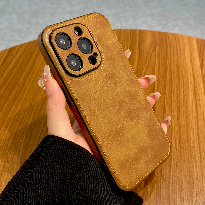 Роскошный кожаный чехол Retra для iPhone 16 15 14 13 12 11 Pro Max 16Pro 15Pro 14Pro 13Pro iPhone15 iPhone14 iPhone16