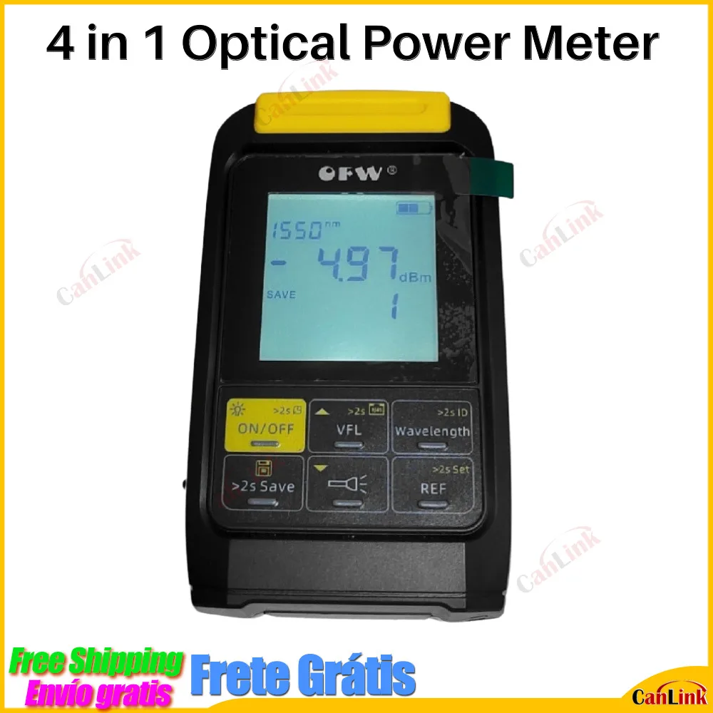 

4-в-1 оптический измеритель мощности с заряжаемой батареей Визуальный дефектоскоп Тестер кабеля 5 км VFL