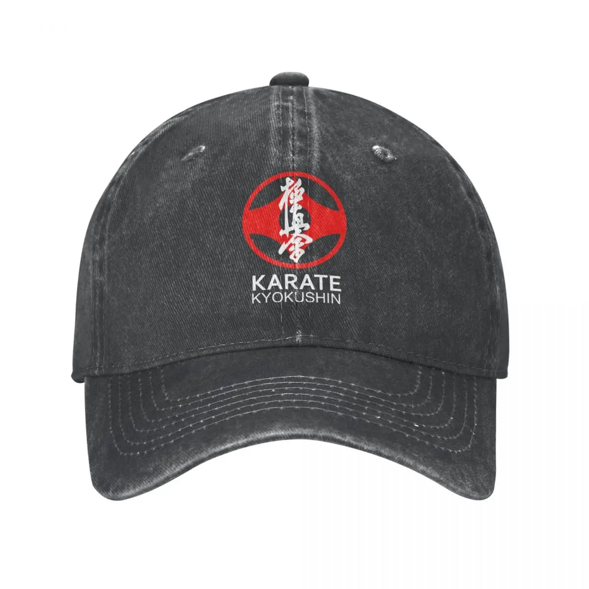 

Kyokushin Karate Symbol And Kanji Trucker Hat Stuff Vintage Distressed Denim Washed Baseball Cap For Unisex Style Adjustable