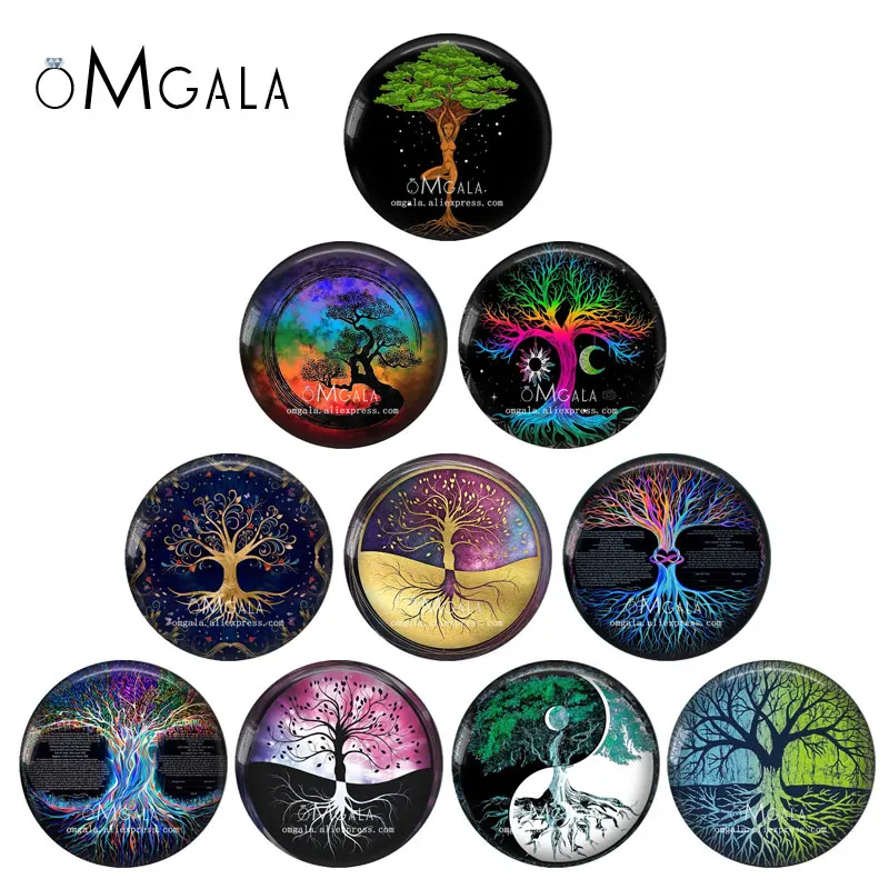 

New Vintage Tree Of Life Art Patterns 12mm/14mm/16mm/18mm/20mm/25mm Round photo glass cabochon demo flat back Making findings