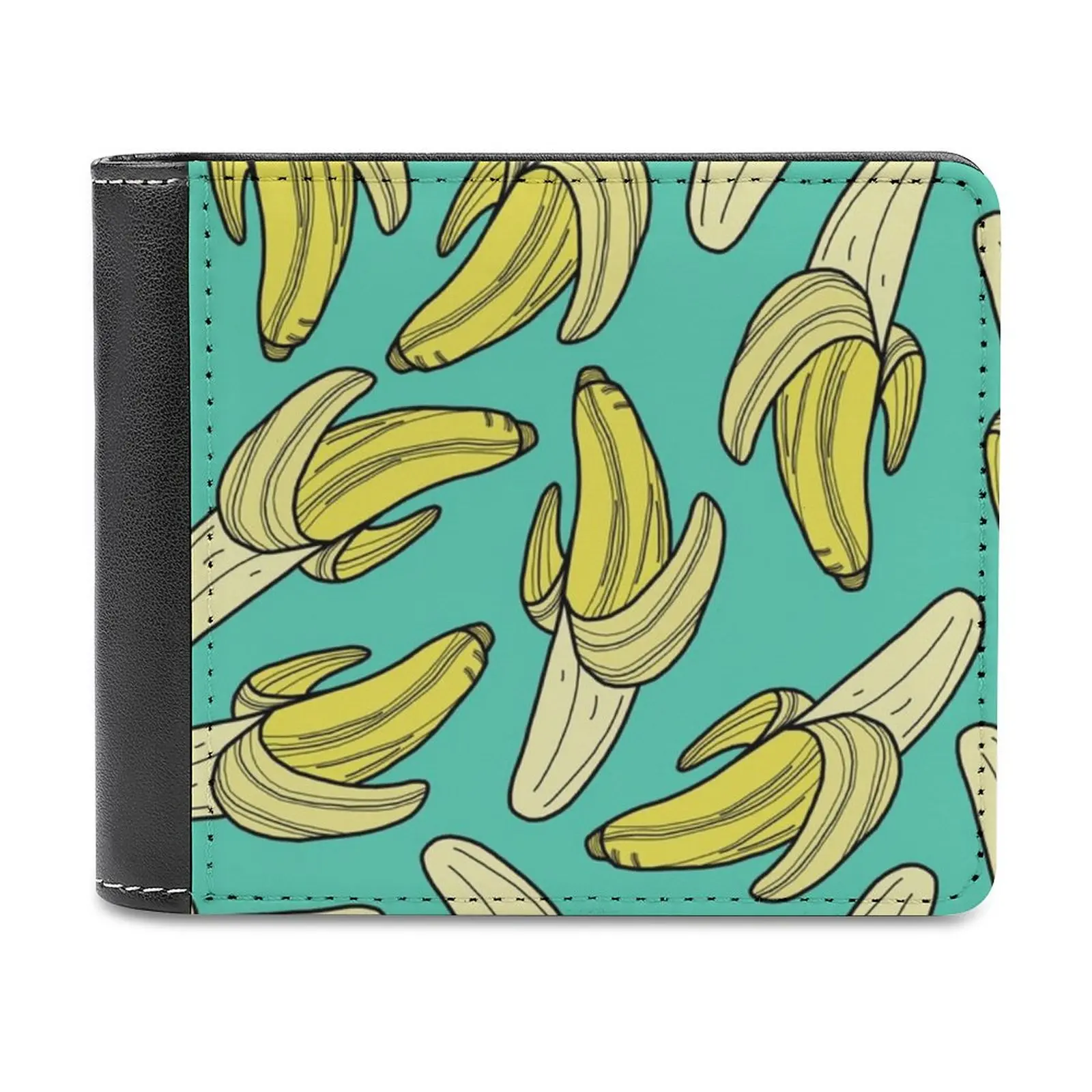 

Banana-Jade Men Wallet Pu Leather Short Male Purses Credit Card Wallet For Men Money Bag Breakfast Bright Cooking Cool Cute