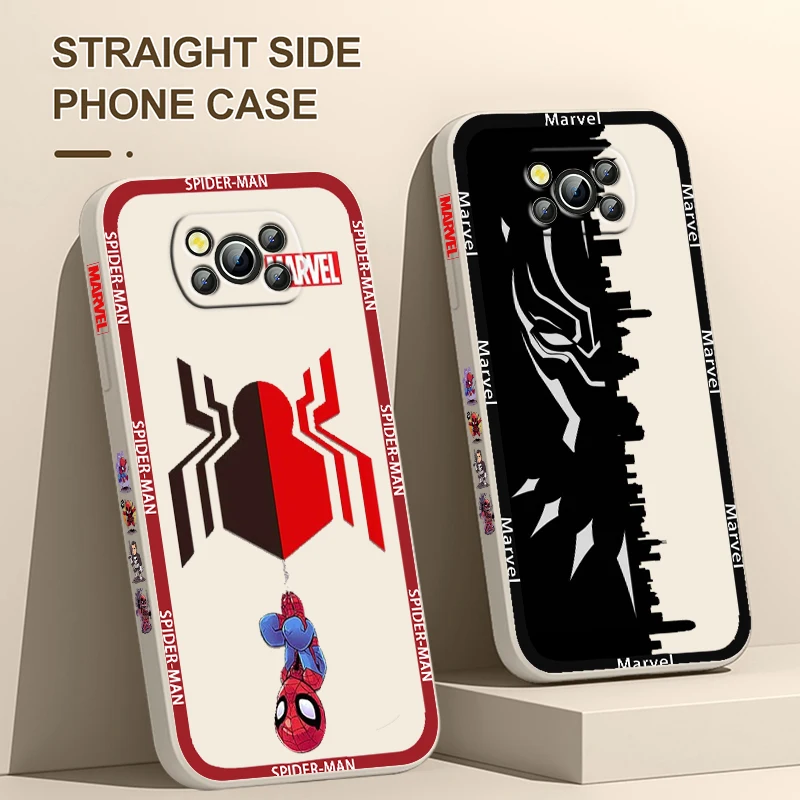 

SpiderMan Iron Man Logo Xiaomi Poco Phone Case For X4 X3 F4 F3 NFC M5 M4 M3 GT S Pro 4G 5G Liquid Left Rope Cover