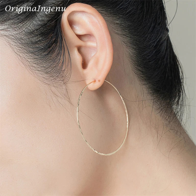 

925 Silver Hammered Hoop Earrings Handmade 14K Gold Filled Jewelry Brincos Vintage Pendientes Oorbellen Boho Earrinngs