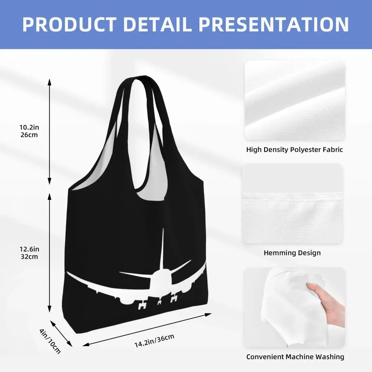 Потрясающая сумка-тоут с милым принтом в виде самолета моющаяся парусиновая