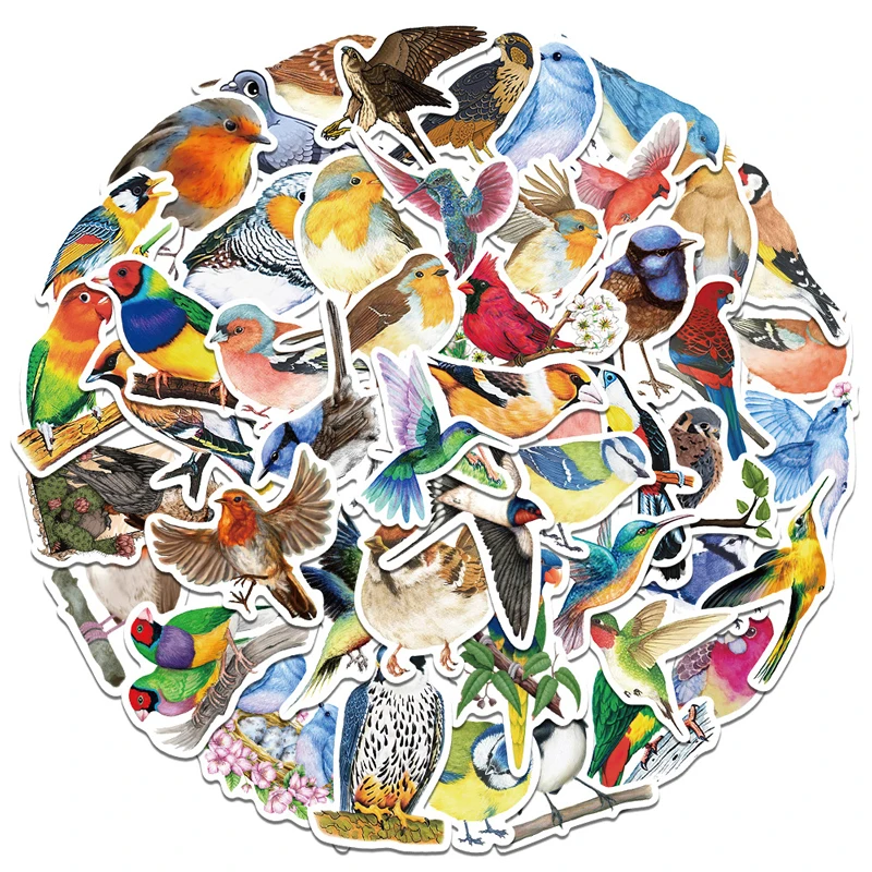

10/30/50pcs/pack Cute Watercolor birds Cartoon Stickers For Cars Motorcycles Furniture Children's toys Skateboards Computers Etc