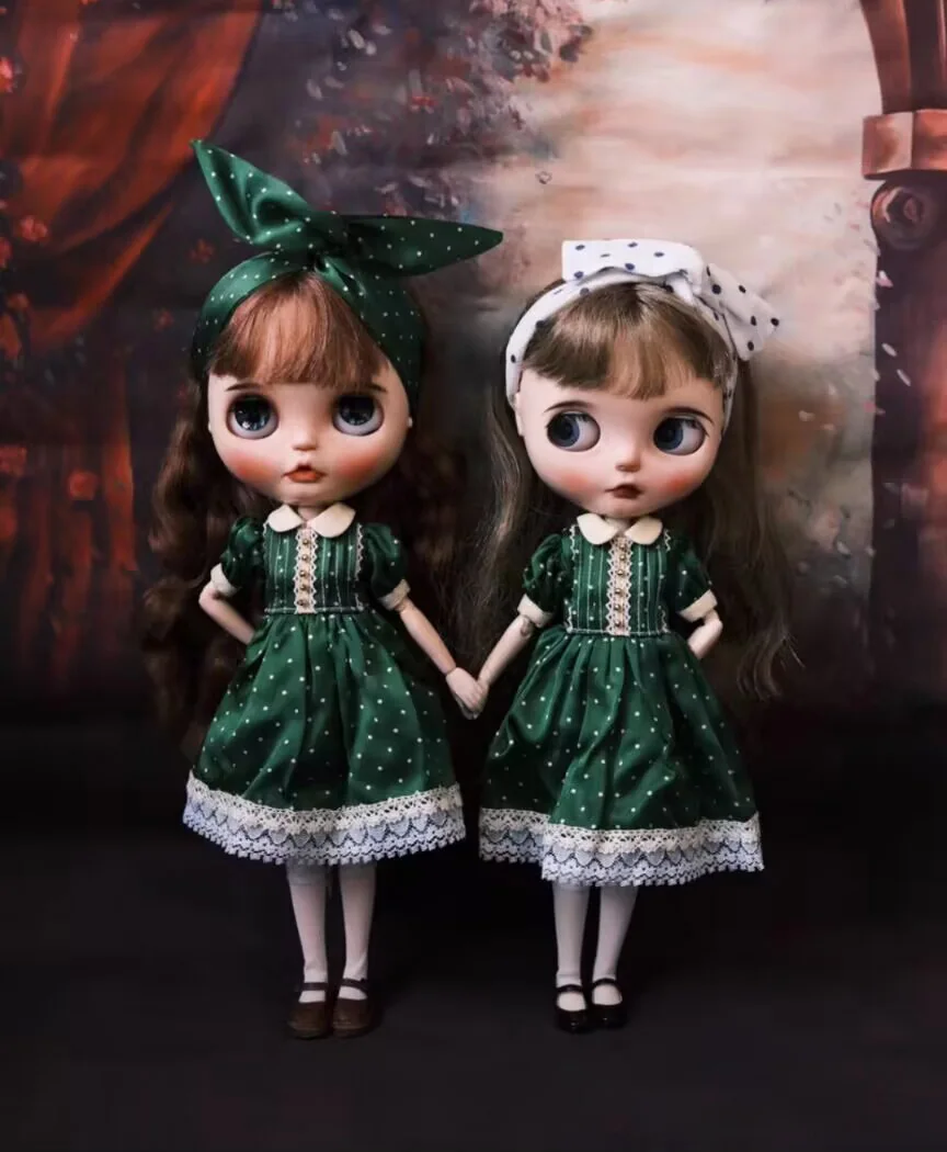 3 шт. винтажное шелковое платье Blythe/Landoudou повязка на голову носки (подходит для azone