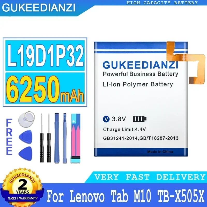 GUKEEDIANZI аккумулятор L19D1P32 5500/6250 мАч для Lenovo Tab M10 TB-X505X X505L TB-X605L TB-X605F TB-X605M планшет x505L X5