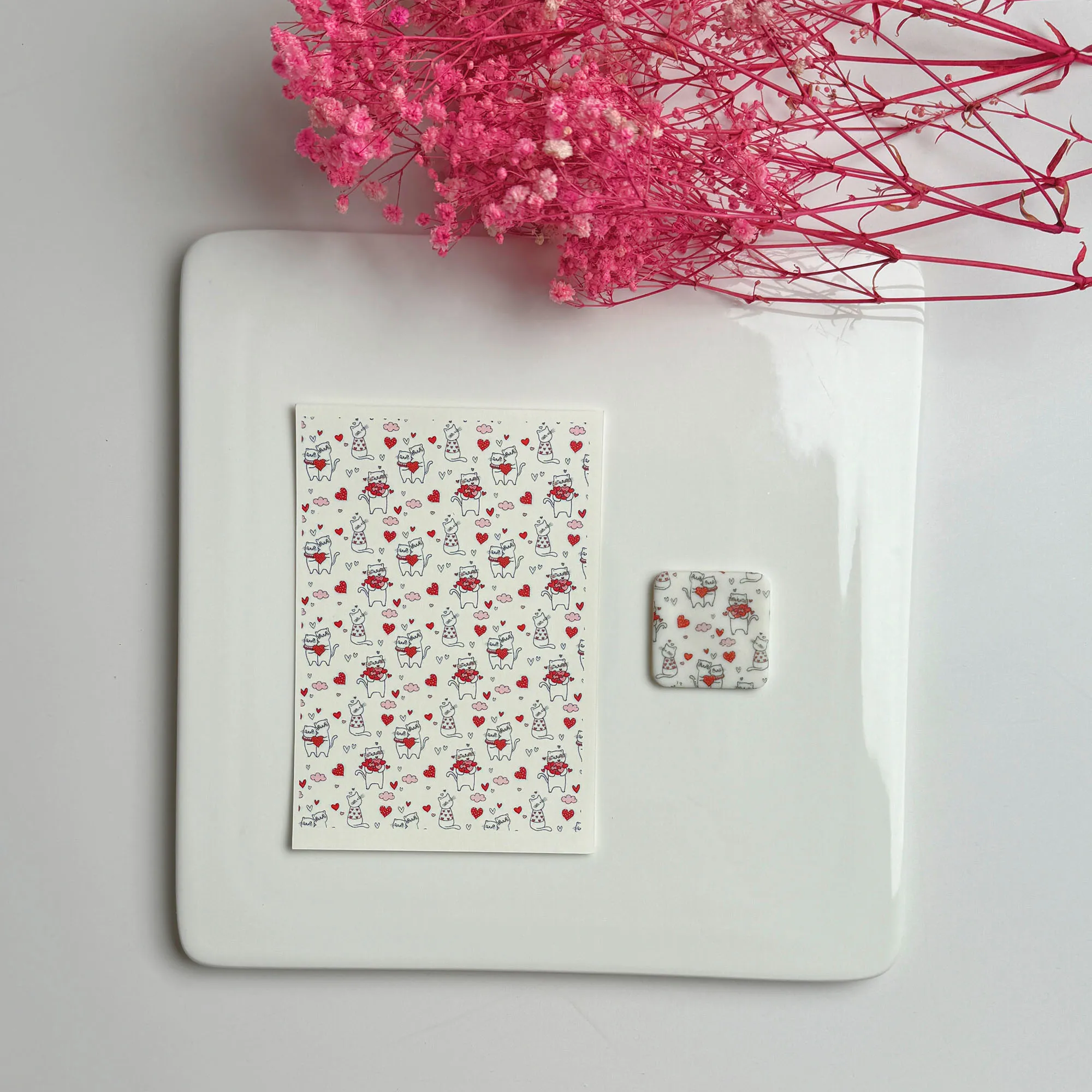 Бумага для переноса LOVE HEART/ROSE для сережек