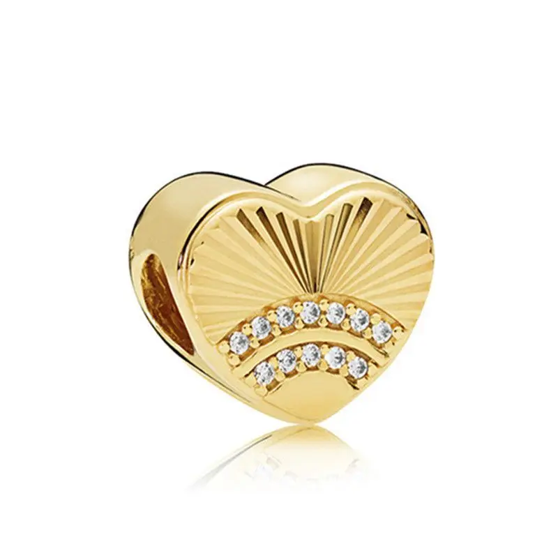 

1 шт. Новые Красивые золотые подвески в форме сердца DIY бусины подходят для оригинального Pandora Шарм-браслета женские ювелирные изделия