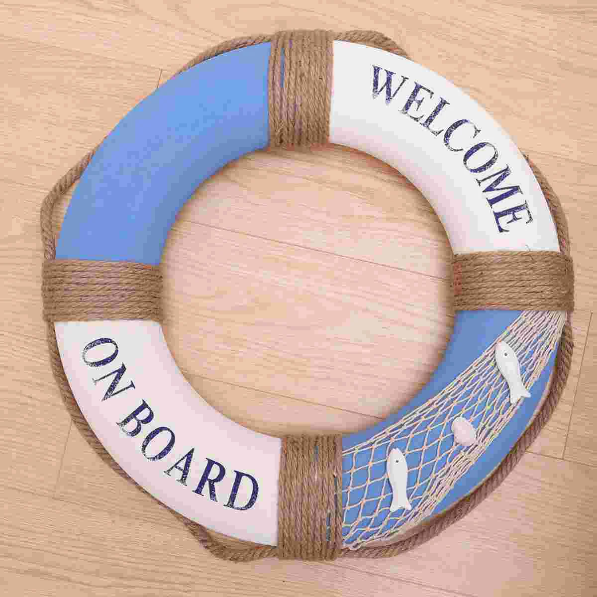 

Life Ring Hanging Decor Welcome Nautical Wall Ornament Rustic Lifebuoy Sculpture Coastal Ocean Wall Decor for Home Bathroom