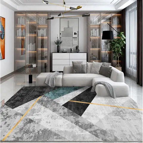 

Коврик с геометрическим принтом для гостиной, коврики для большой зоны, домашний декор, коврики для спальни, моющиеся Нескользящие и грязеотталкивающие напольные коврики