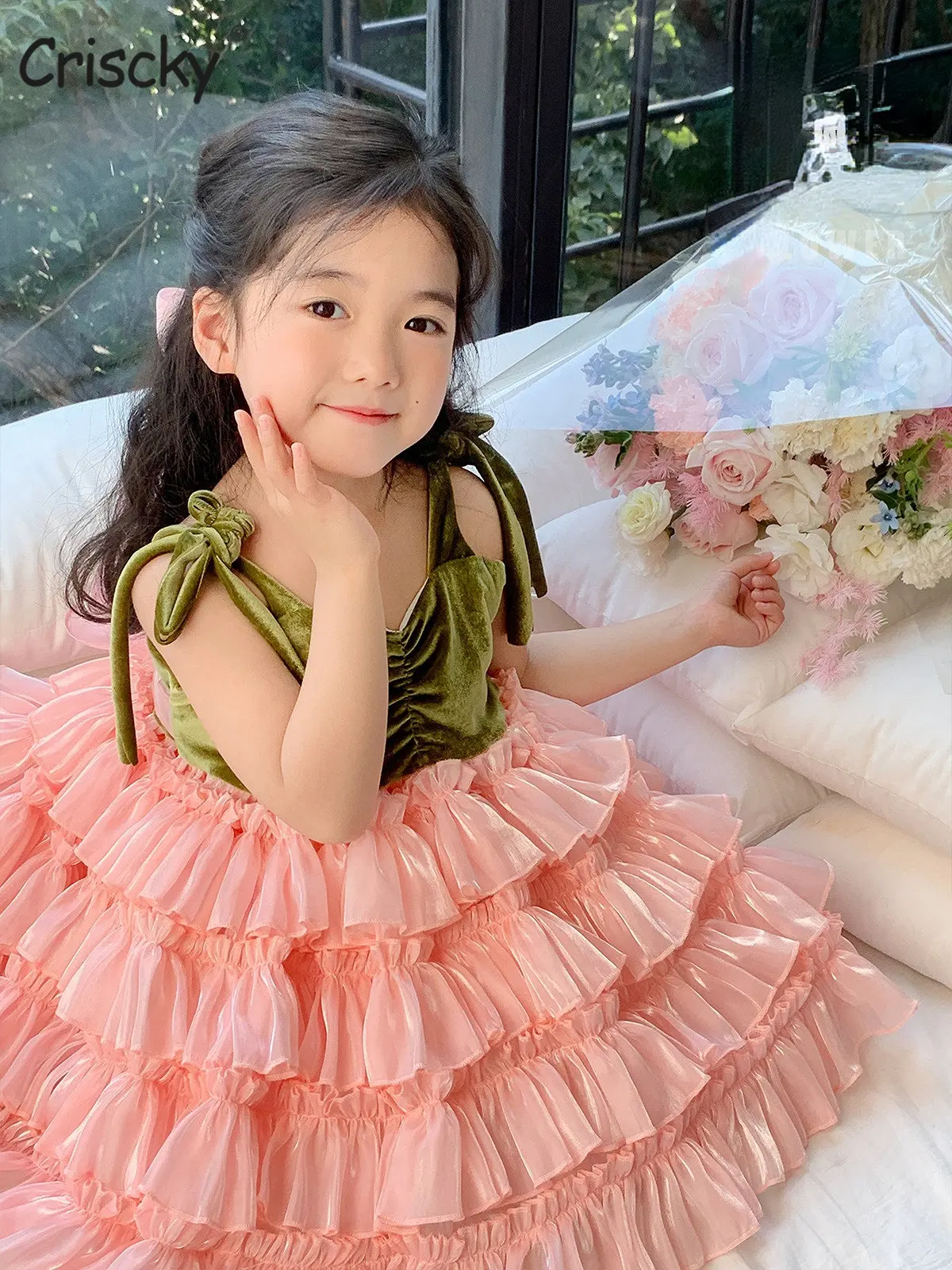 

Girls Baby Princess Dress Spring Summer Toddler Kids Ruffle Mesh Layer Sleeveless Dresses Children Costume ClothingC01