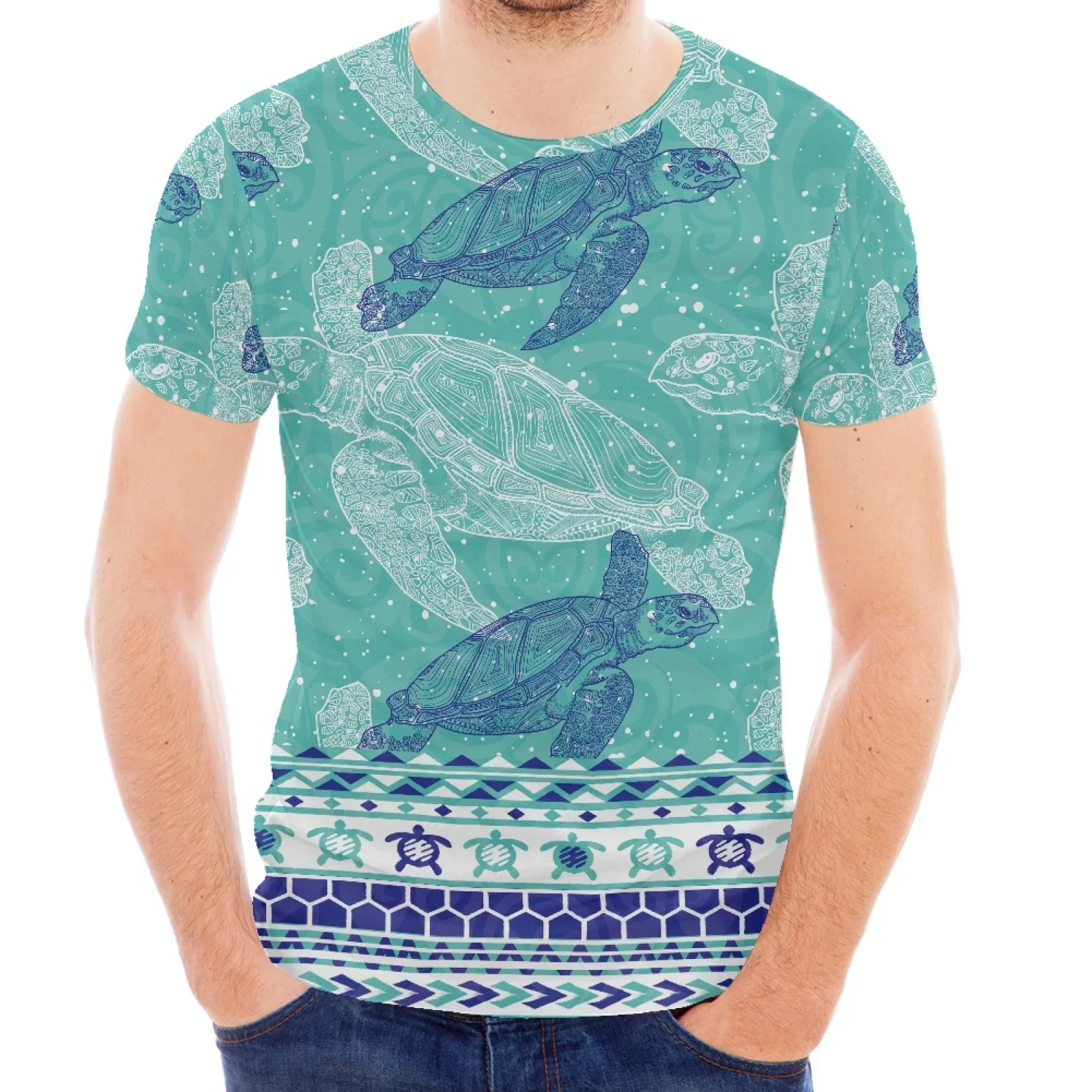 Мужская футболка с коротким рукавом и круглым вырезом принтом