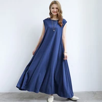 fdfklak large size loose a line dress sleeveless spring summer long nightdress casual cotton linen retro nightgowns women
