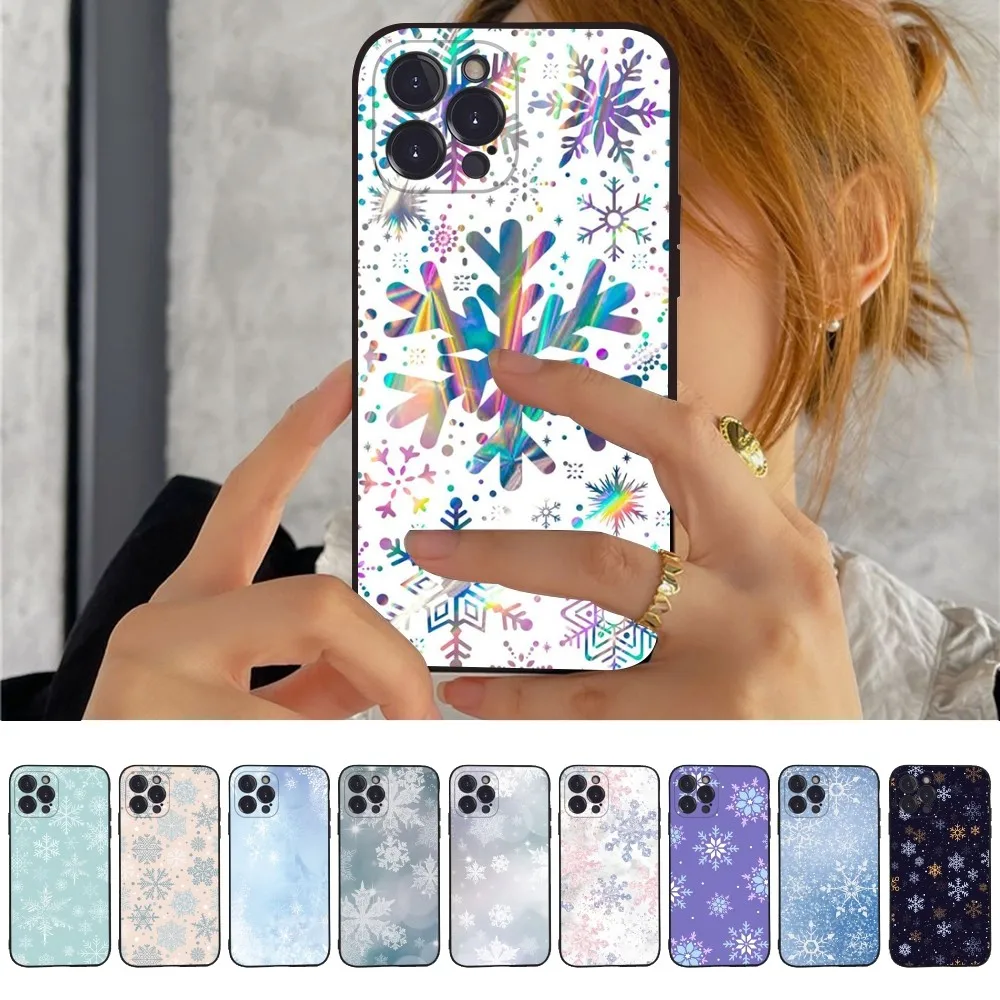

Christmas Snowflakes Phone Case For IPhone 15 6 7 8 Plus 11 12 13 14 Pro SE 2020 MAX Mini X XS XR Back Funda Cover