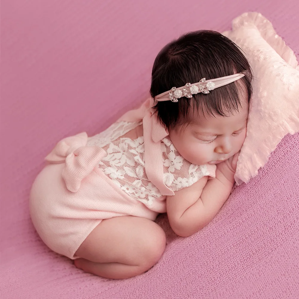 Newborn Photography Clothing Headband+Romper 2Pcs/Set Studio Infant Shoot Clothes Outfits Baby Girl Photograph Props Accessories