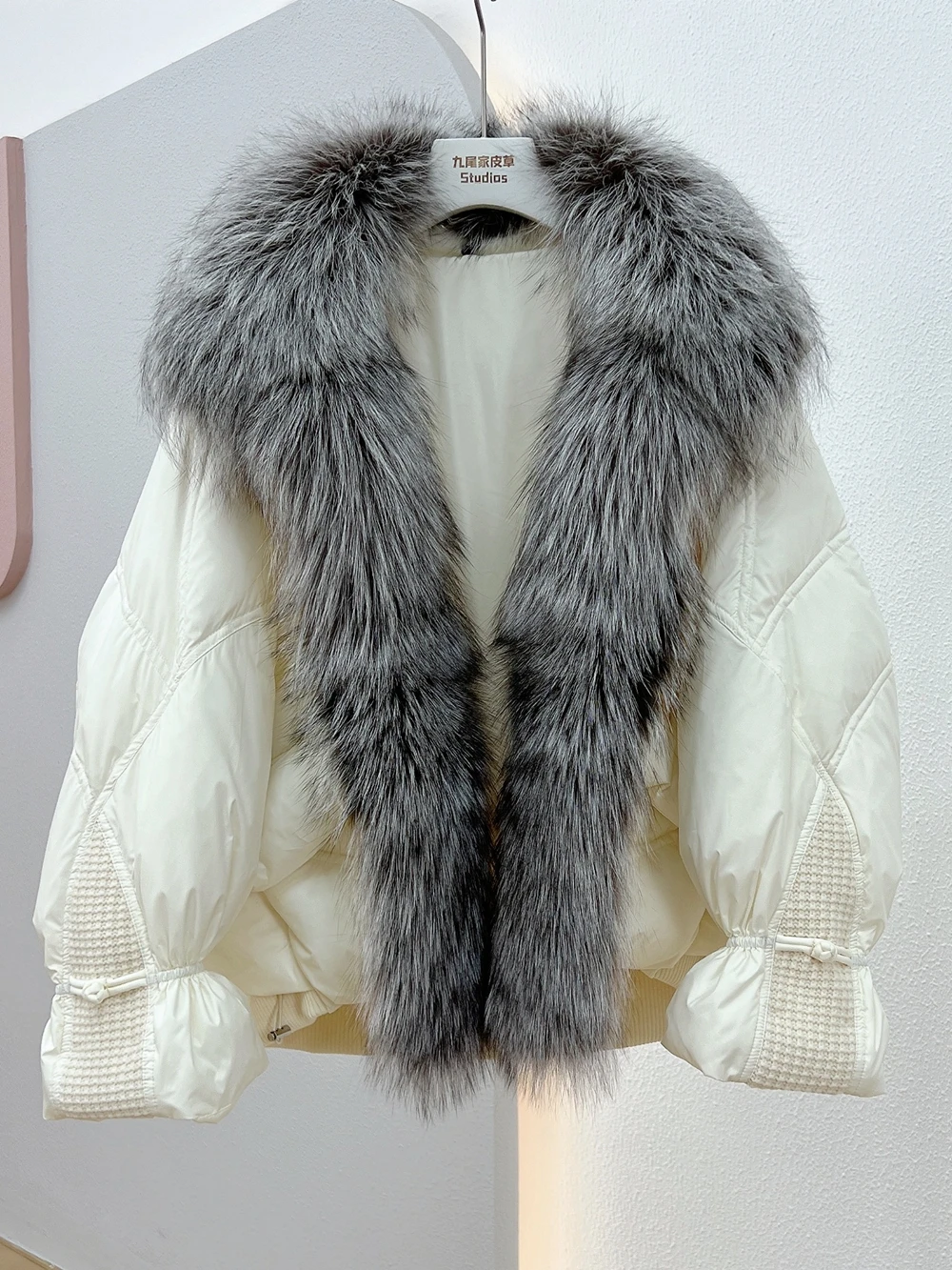 2022 Thick Warm New Winter Jacket Women Real Fur Coat White Velvet Down Jacket Women Oversized Fox Fur Collar Long Fur