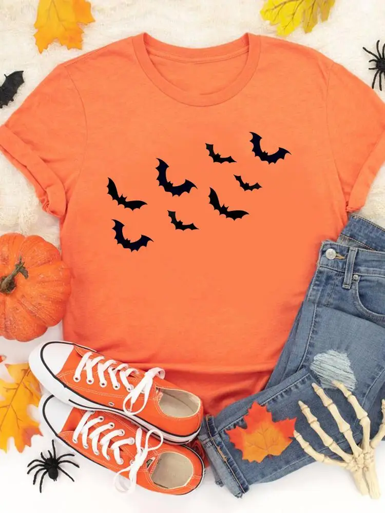 

Fashion Fall Halloween Autumn Casual T-shirts Clothes Women Printing Lovely 90s Style Female T Clothing Ladies Print Graphic Tee