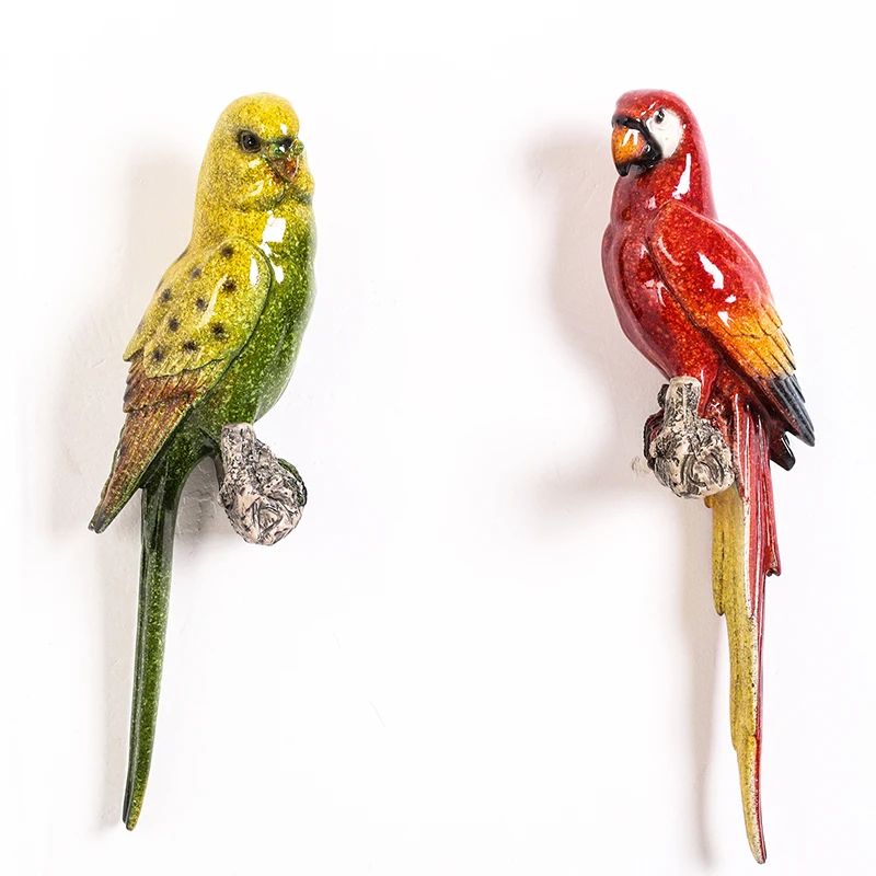 на ścianie na statua ara ozdobna żywica papuga para rzeźba rękodzieło ozdoba do salonu wystrój akcesoria drzwi