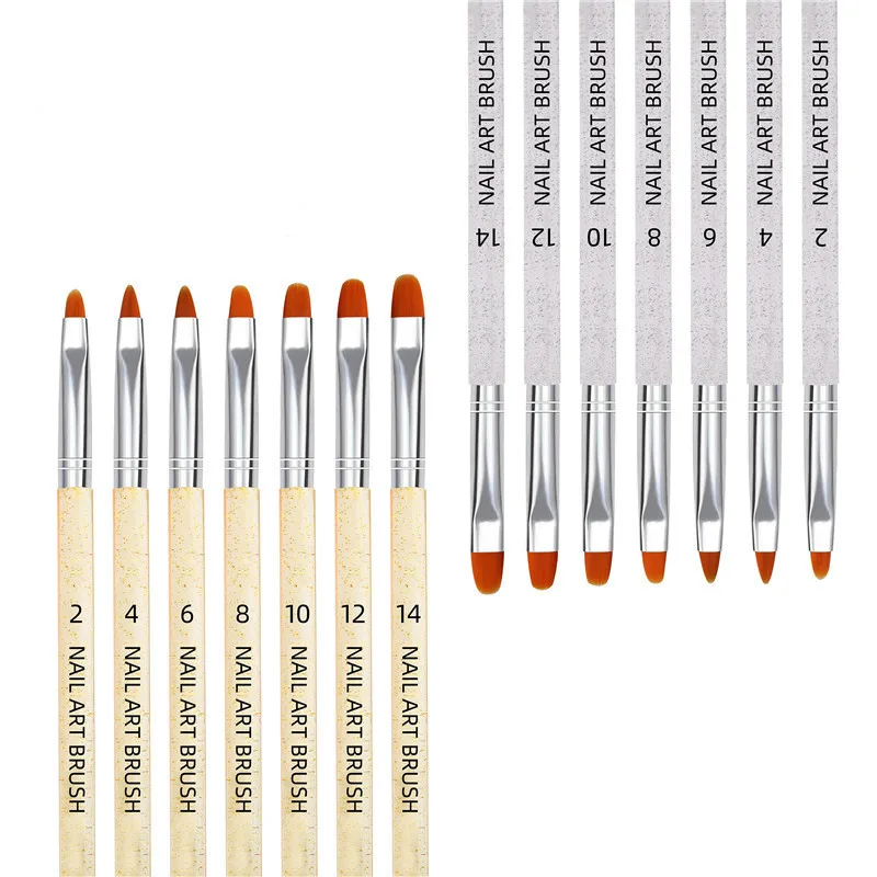 

7Pcs/Set Nail Art Brushes UV Gel Brush Pen Transparent Acrylic Handle Manicure Painting Drawing Phototherapy Tools Supplies