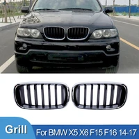 pulleco car front kidney grill silver frame black racing grills grille single line for bmw x5 x6 f15 f16 2014 2017 accessories