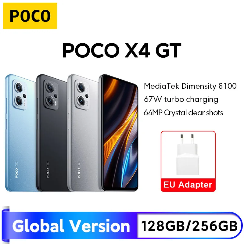 POCO X4 GT 5G Global Version Smartphone 8GB 128GB / 8GB 256GB Dimensity 8100 144Hz DynamicSwitch 64MP Triple Camera 67W NFC