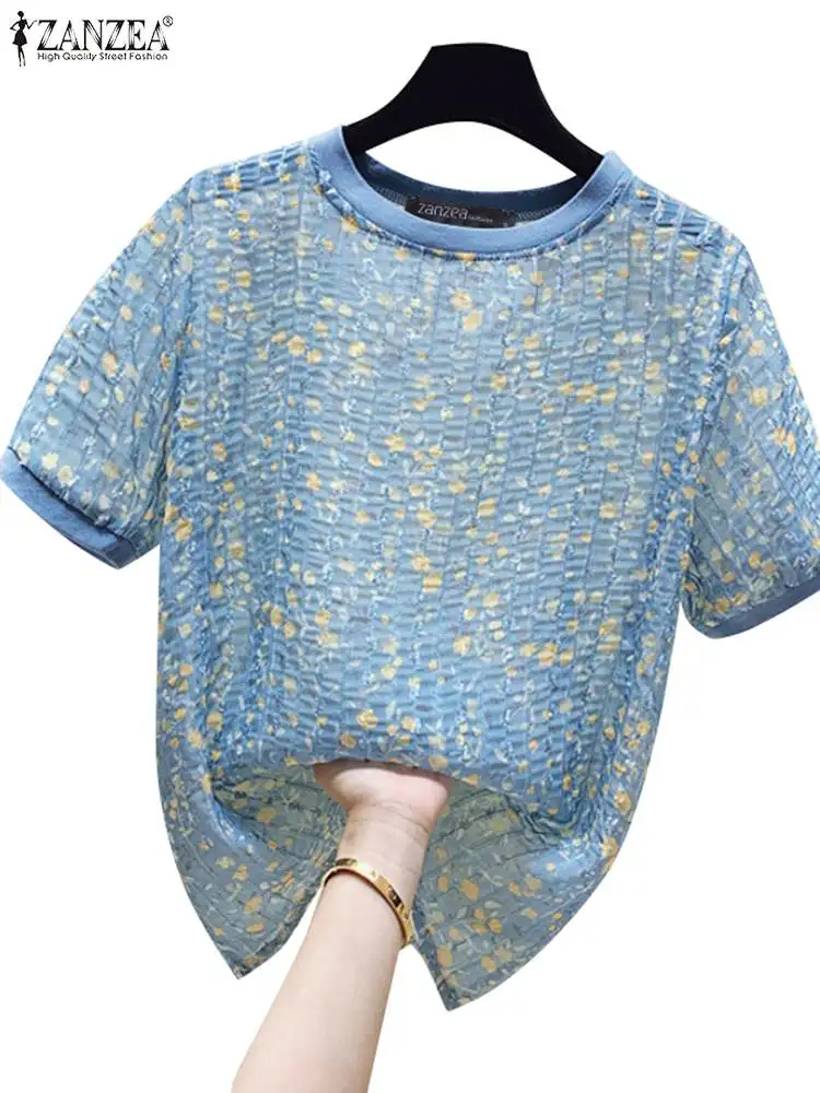 Лето 2024 модная блузка ZANZEA с цветочным принтом богемные топы туника Женская