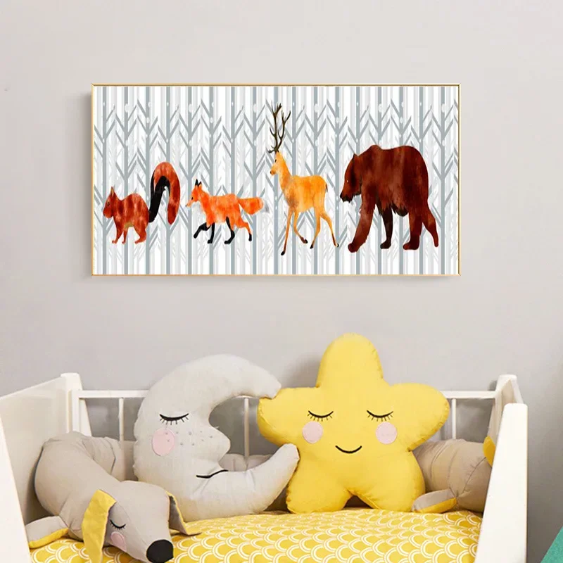Современный Стиль Холст С Принтом-постер На Тему Животных Для Детской Спальни