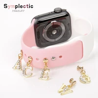 symplectic a z letter charms for apple watch sport band decoration ring sets for samsung watch silicone strap jewelry accessorie