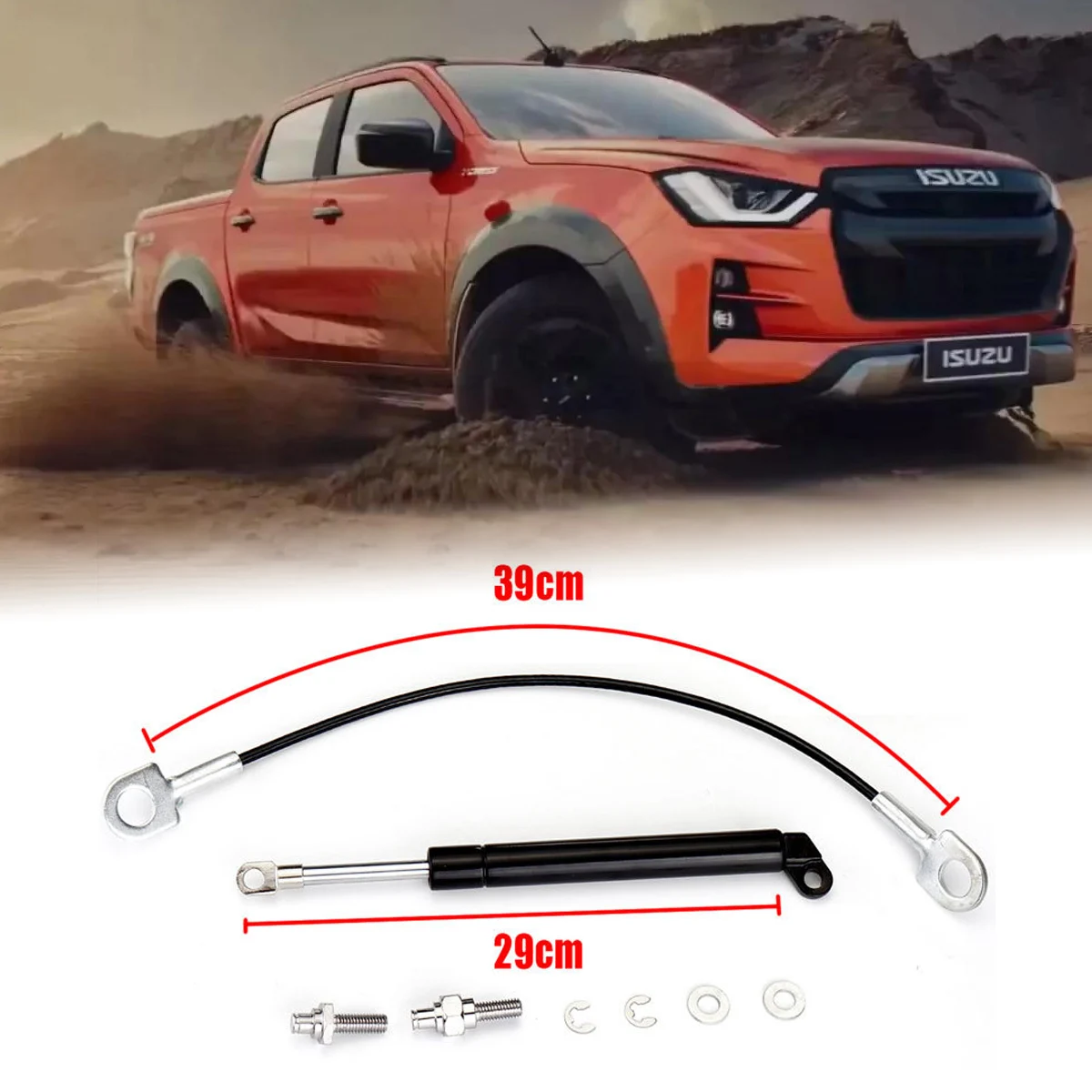 

1 Set Stainless Steel Rear Gate Tailgate Gas Strut Slow Down Damper Lift Support Bar For Isuzu DMAX 2012-2019 Car Accessories