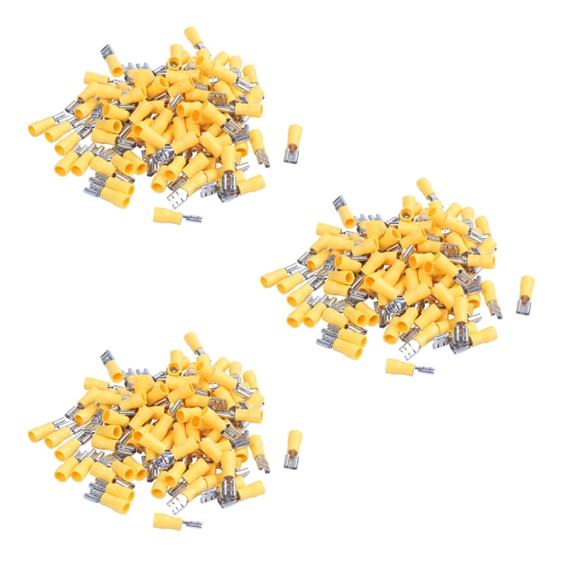 

300Pcs 24A Insulated 12-10AWG Female Spade Terminal Crimp Wire Connectors Yellow