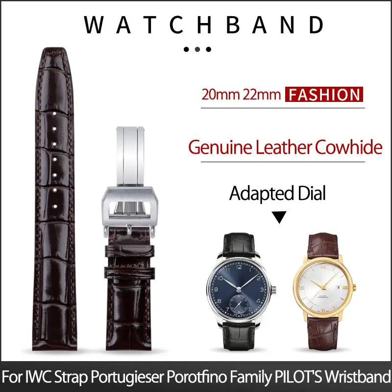 Ремешок из мягкой натуральной бамбуковой кожи для IWC 20 мм 22