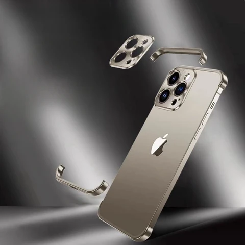 Чехол с металлическими уголками для iPhone 15 14 Pro Max 11 12 13, защита объектива камеры Mimil, бампер из алюминиевого сплава с защитой от падения