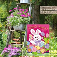 easter garden flag with cartoon bunny egg pattern festival banner kids funny gift outdoor decoration convenient easy to carry