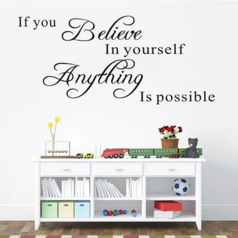 

"If You Believe In Yourself Anything Is Possible" Inspirational Quotes Wall Decals Decorative Stickers Vinyl Art Home Decor