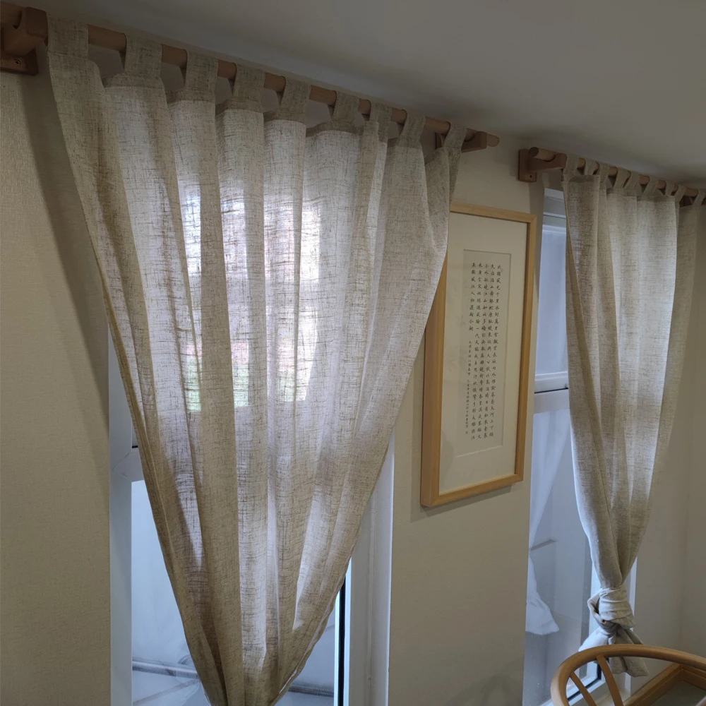 Затемняющие хлопковые льняные занавески для гостиной однотонные из натуральной