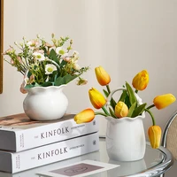 modern home decor white ceramic vase room decoration dried flower vase office decoration plant pot living room accessories