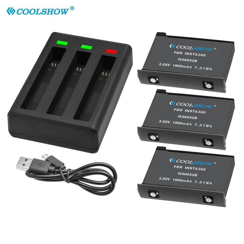 For Insta360 ONE X2 1900mAh Battery Charger Camera 360 Panoramic Action Camera x3 Batteries Accessories