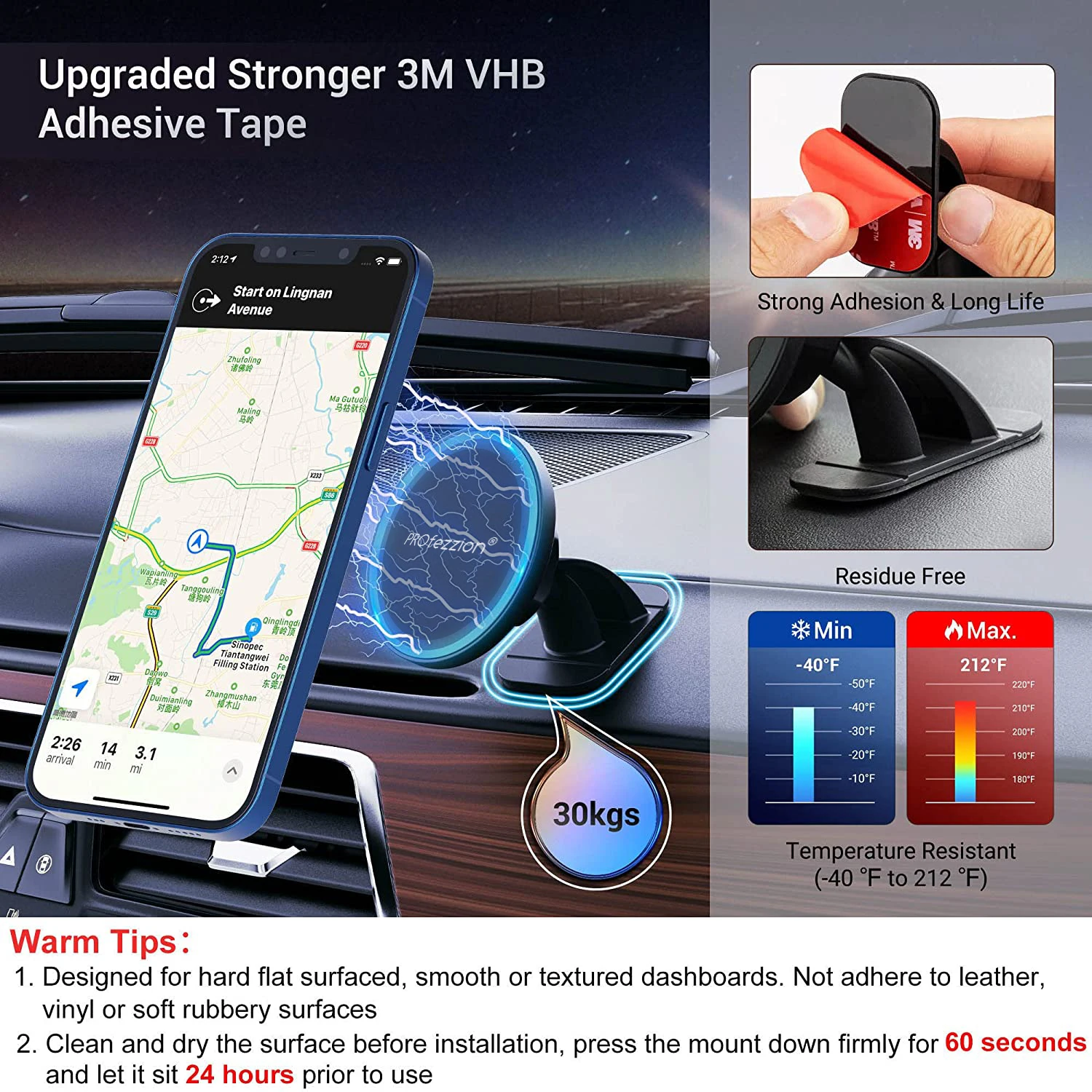 2-Pack Magnetic Car Mount Compatible with iPhone 14/12/13/ Pro/12 Max/12 Mini/Magsafe Case Strong Magnet Air Vent Phone Holder