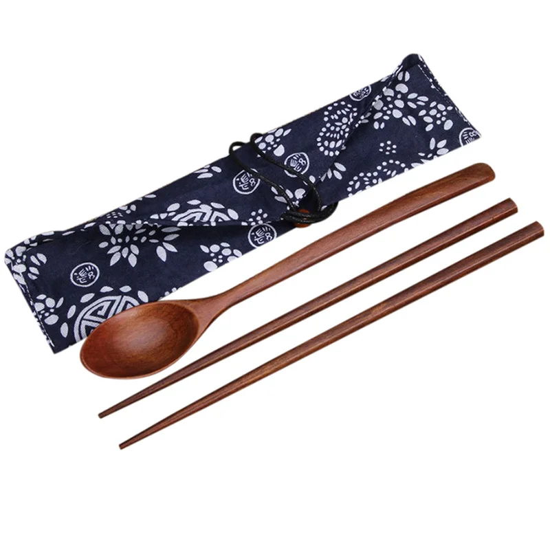 

Portable Wooden Cutlery Sets Wooden Chopsticks And Spoons Travel Suit