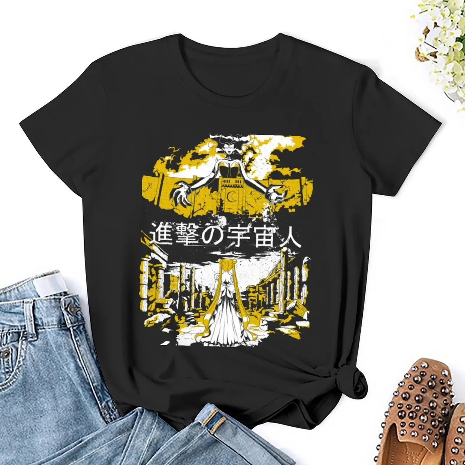 Футболка с принтом атака на Луну-инопланетянин